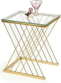 Masuta cafea NANCY, transparent/auriu, sticla/otel, 45x39x52 cm