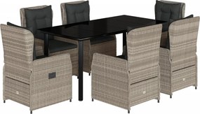 vidaXL Set mobilier de grădină cu perne, 7 piese gri deschis poliratan