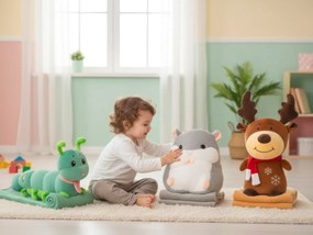 Pisica din plus cu patura pentru copii la interior, maro