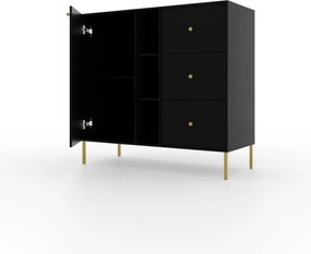 Comodă cu usa si trei sertare, 100x41x95 cm, Tili System. ADRK Furniture (Culoare: Eucalipt / Eucalipt)