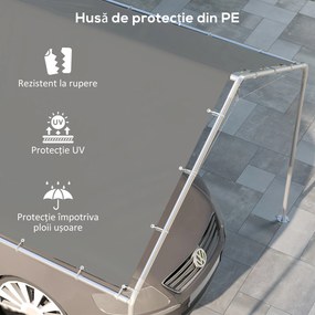 Outsunny Acoperiș Carport 10 x 20 ft, Husă de Schimb Rezistentă la UV cu Corzi Elastice, Gri Închis | Aosom Romania