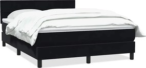 vidaXL Pat box spring cu saltea, negru, 160x210 cm, catifea