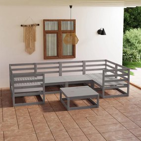 Set mobilier de gradina, 7 piese, lemn masiv de pin Gri, 1, nu