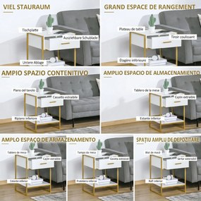 HOMCOM Set din 2 Noptiere Moderne, Noptiere cu Raft și Sertar, Organizatoare de Depozitare pentru Dormitor, 45x40x60 cm, Alb | Aosom Romania