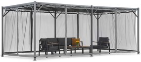 Antracit Paros 3x6m patio pergola cu plasă de țânțari Garden Point