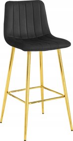 Scaun Bar Zargo Catifea Neagra, Picioare Aurii