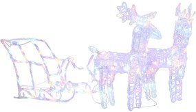 vidaXL Decorațiune de Crăciun reni și sanie 160 LED-uri 130 cm acril