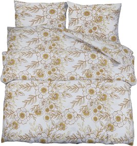 vidaXL Set cu husă de pilotă, alb și maro, 155x220 cm, bumbac