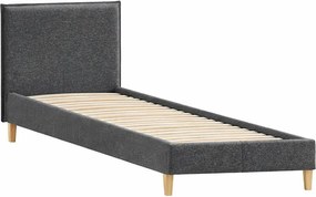 Pat gri închis tapițat cu somieră 90x200 cm Tina – Ropez