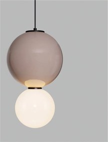 Pendul LED decorativ portelan mocha, sticla alb, NOESIS