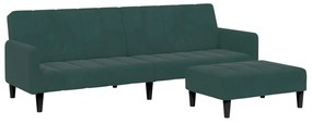 3258100 vidaXL Canapea extensibilă cu taburet, 2 locuri, verde închis, catifea