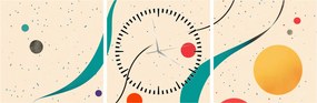 Tablou - Ilustrație colorată minimalistă (cu ceas) (90x30 cm)