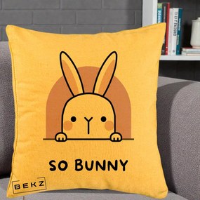 Perna Decorativa So Bunny Kawaii, 40x40 cm, Galben, Husa Detasabila, Perna Inclusa, BEKZ®