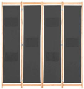 248176 vidaXL Paravan de cameră cu 4 panouri, gri, 160x170x4 cm, textil