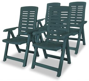 vidaXL Scaune grădină rabatabile, 4 buc., verde, plastic