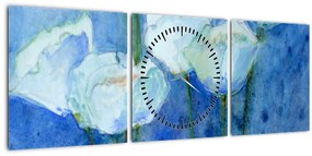 Tablou - Lalele albe (cu ceas) (90x30 cm)