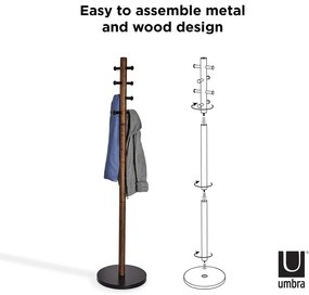 Cuier negru/în culoare naturală din lemn masiv de arbore de cauciuc Pillar – Umbra