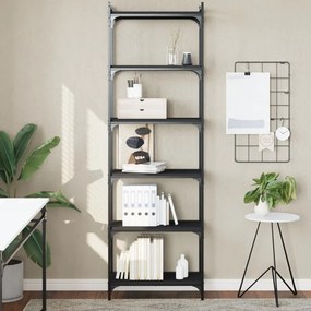 vidaXL Bibliotecă cu 6 niveluri, negru, 60x30x188 cm, lemn prelucrat