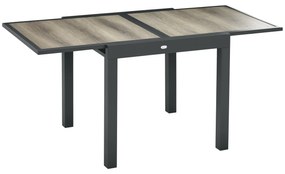 Outsunny Masa de Grădină, extensibilă, ușor de întreținut, cadru de aluminiu, aspect de lemn, 160 x 80 x 75 cm | Aosom Romania