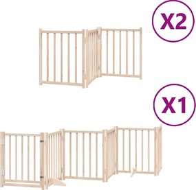 vidaXL Poartă de câini pliabilă cu ușă, 12 panouri, 600 cm, lemn plop