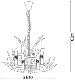Ideal Lux - Candelabru CHALET 8xE14/40W/230V pe lanț, design coarne