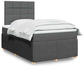 vidaXL Pat box spring cu saltea, gri închis, 120x200 cm, textil