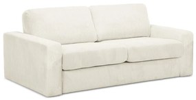 Canapea bej extensibilă cu tapițerie din catifea reiată 195 cm Nona – Makamii