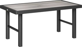 Outsunny Masă joasă de grădină dreptunghiulară masă de grădină cu blat SPC cu efect lemn din metal, 100 x 52 x 46 cm, negru | Aosom Romania