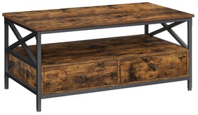 Masuta de cafea TAYLOR 100x55 cm cu sertare, rustic maro