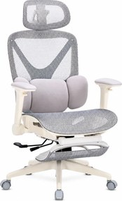 DeluxStar YX-977 NEXOR PRO MESH – Scaun Ergonomic cu Suport Lombar 3D, Tetieră 3D, Cotiere 4D, Șezut Glisant, Înclinare 140°, Suport pentru Picioare, Mesh, Gri