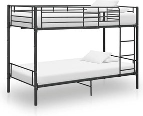 vidaXL Pat supraetajat, negru, 90 x 200 cm, metal