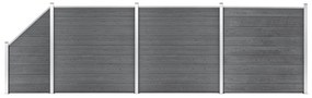 vidaXL Set panouri gard, 3 pătrate + 1 oblic, gri, 619x186 cm, WPC