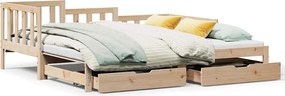 vidaXL Pat de zi cu extensie și sertare fără saltea, 90x200 cm
