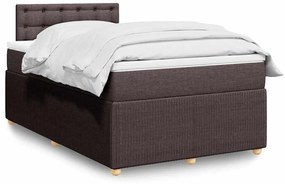 vidaXL Pat box spring cu saltea, maro închis, 120x200 cm, textil