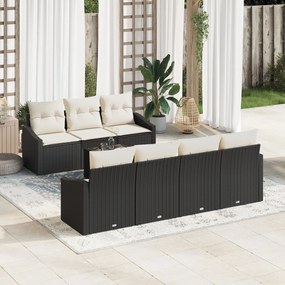 vidaXL Set de canapele de grădină cu 8 piese cu perne, ratan poli negru
