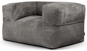 Fotoliu bean bag gri închis cu tapițerie din catifea reiată MooG – SLOWDOWN