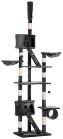PawHut Copac de Cățărat Mare de la Podea la Tavan cu Locuri de Joacă și Odihnit, Gri închis | Aosom Romania