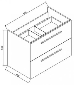 Unitate de toaletă Almeria 80 cu 2 sertare