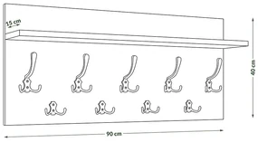 Mazzoni FINLO Beton Millennium/mânere Negru Mat - CUIER DE PERETE MODERN CU RAFT PENTRU HOL 90 și 70 cm