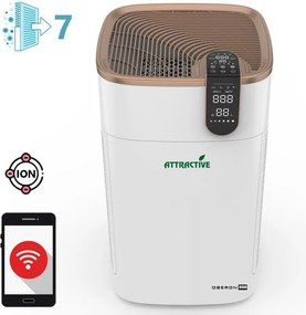 Purificator de aer Oberon 800 WiFi, 3 trepte, 3 moduri, Pana la 96 m², 85 W, Timer, Blocare pentru copii, Alb