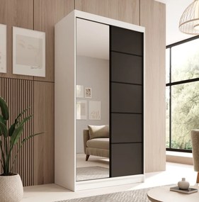 Dulap cu usi glisante, 100x58x200 cm, Laurencja 100, ADRK Furniture (Culoare: Negru / Negru)