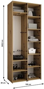 Dulap de haine 100 cm Carmela 40-2 (alb + Auriu). 1126546