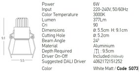Spot LED incastrabil Trimless alb 6W 3000K