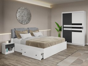 Set mobila dormitor 4 piese Ruben Alb/Antracit C32