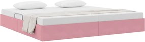 vidaXL Pat cu storage cu headboard Roz 200 x 200 cm Catifea