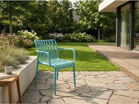 Scaun din plastic TREGO cu brate, albastru