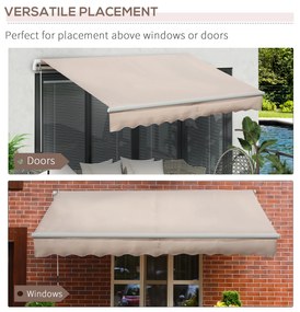 Outsunny Copertină Extensibilă pentru Exterior, Copertină Roll-Up cu Deschidere Manivelă, 295x200 cm, Bej | Aosom Romania