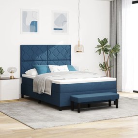 vidaXL Pat cu arcuri cu saltea și bancă bleumarin 140x190 cm Țesătură
