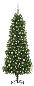 Brad de Craciun artificial cu LED-uri globuri verde 240 cm 1, Trandafir, 240 cm