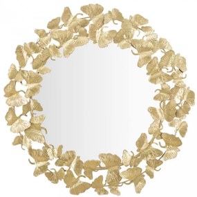 Oglinda decorativa rotunda Frunze aurii 87cm